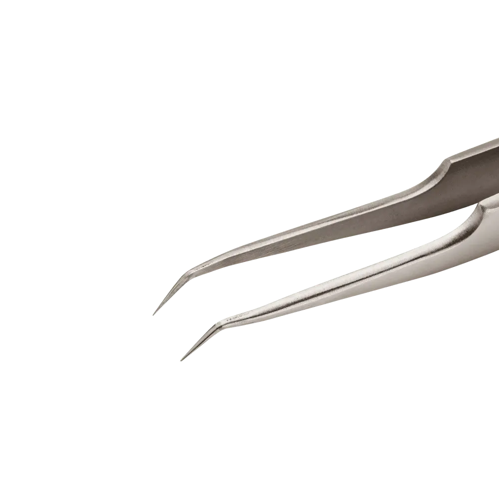 Precision tweezers with very fine tips, angled 30°