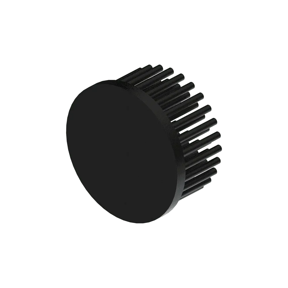 LED pin fin heat sink, ø60mm, H 30mm, Base 5mm, Black anodized