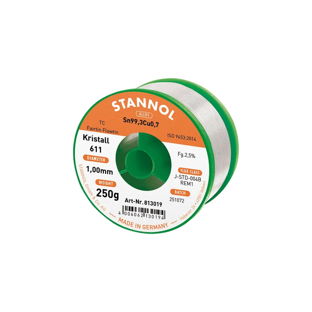 Solder wire crystal 611, Sn99,3Cu0,7 - FLOWTIN TC - Fairtin, 1mm, 250g