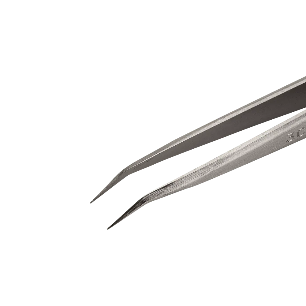 Precision tweezers angled 40°, with fine tips, for precision work