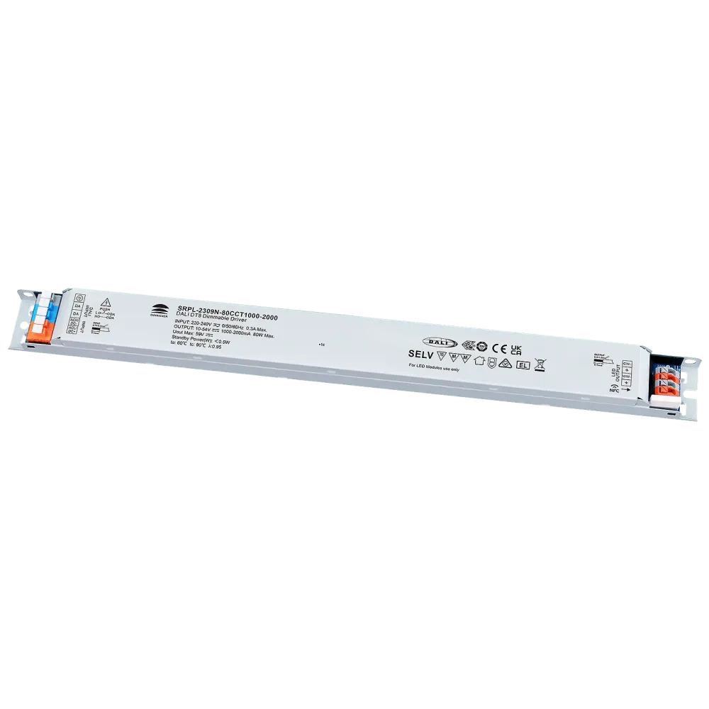 80W DALI2 DT8, AC-PUSH, Tunable white, Linear constant current LED driver, NFC