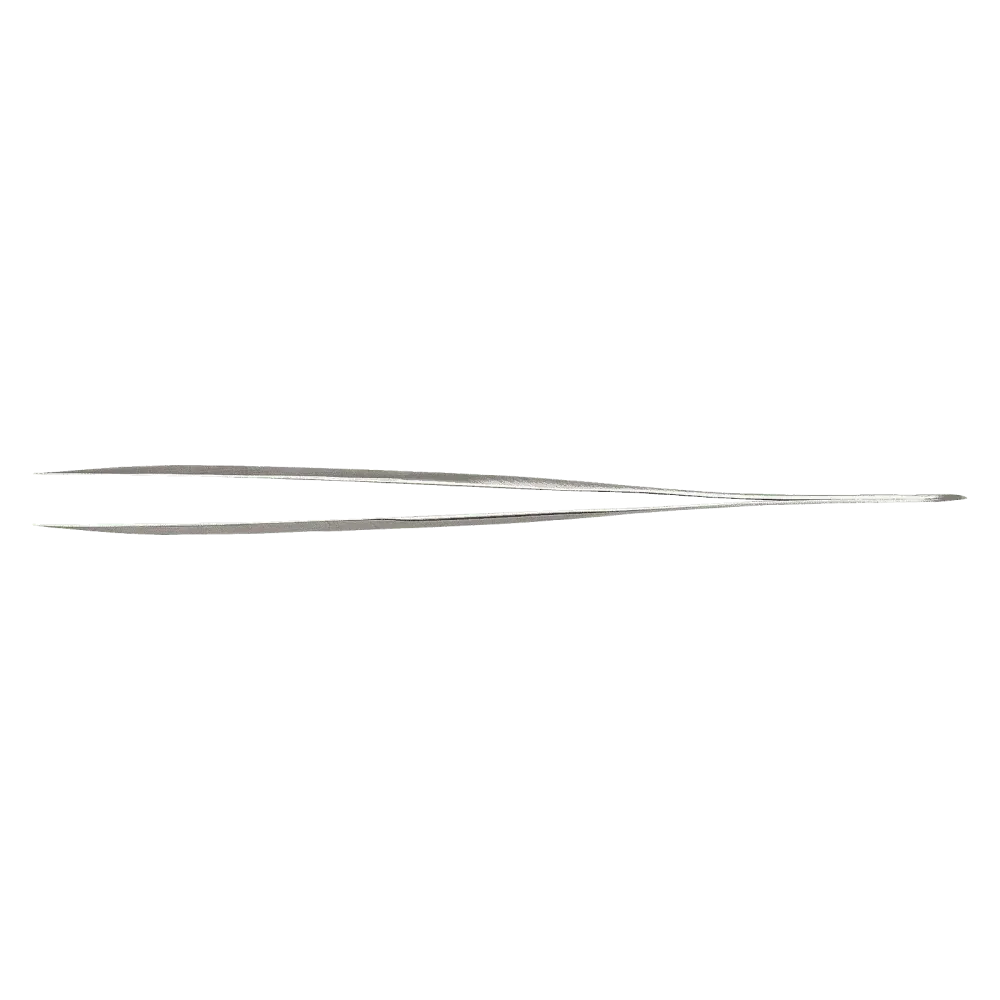 Precision tweezers with long tips for precision work on printed circuit boards