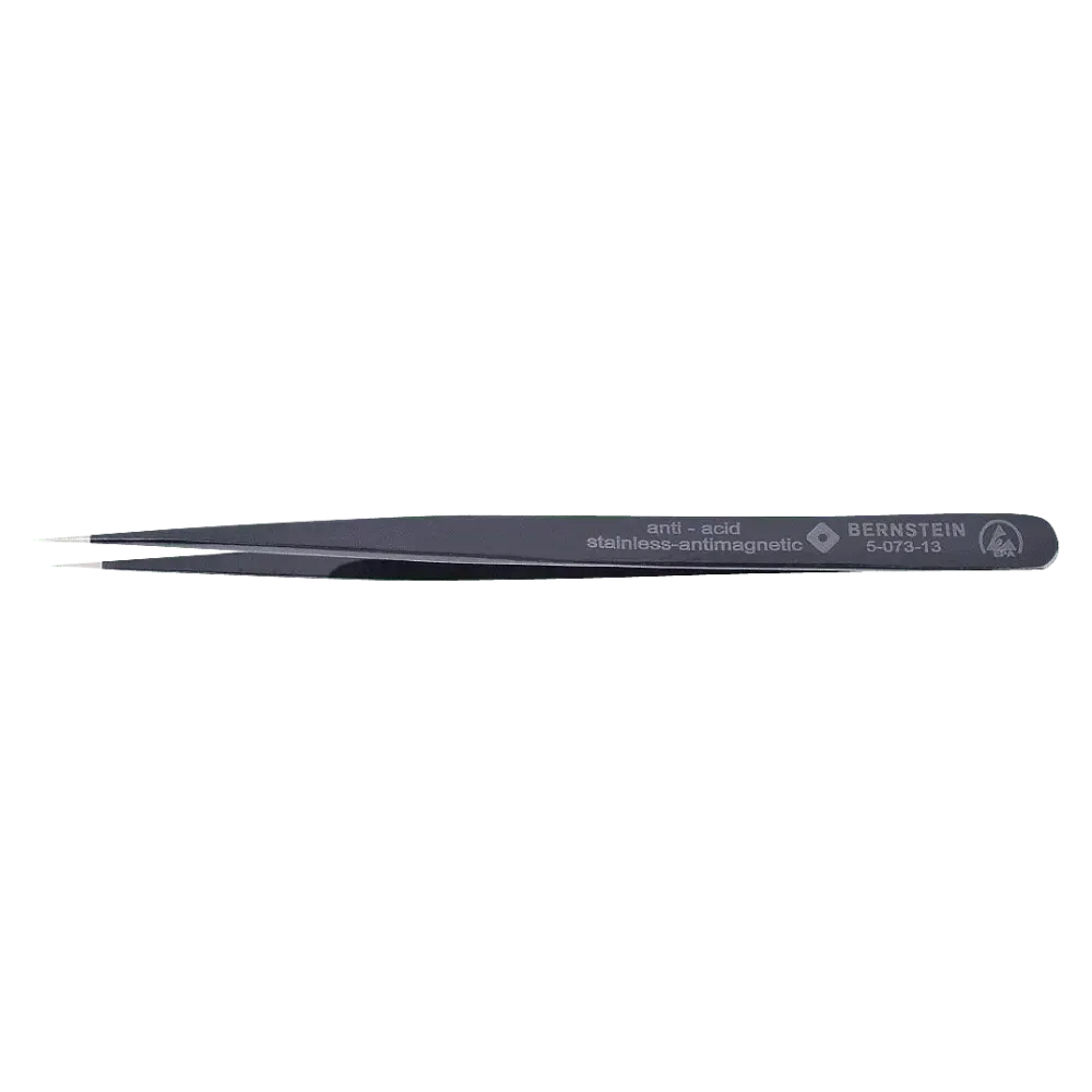 ESD SMD tweezers 140mm shape SS stainless steel, dissipative