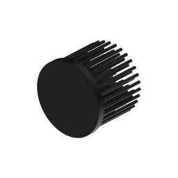 LED pin fin heat sink, ø50mm, H 40mm, Base 5mm, Black anodized