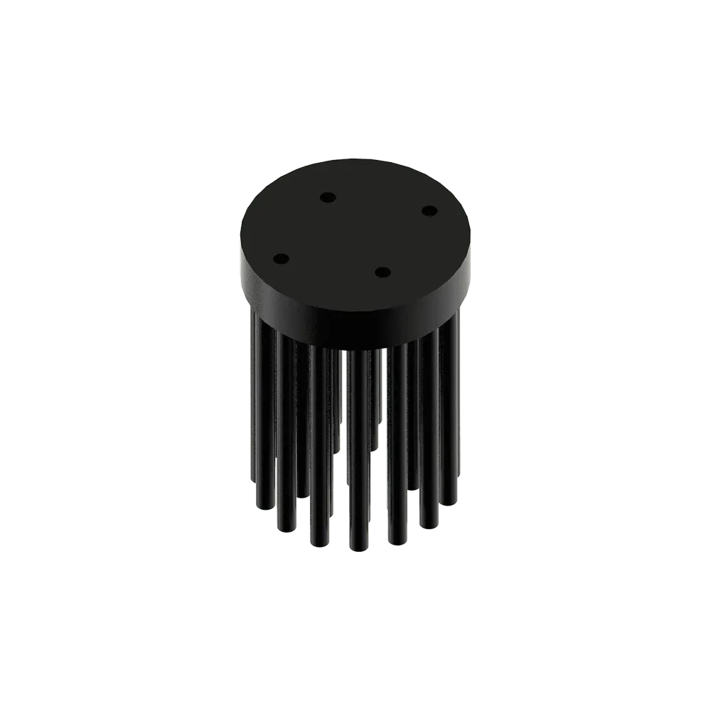 Zhaga LED pin fin heat sink, ø35mm, H 50mm, Base 8mm, Black anodized