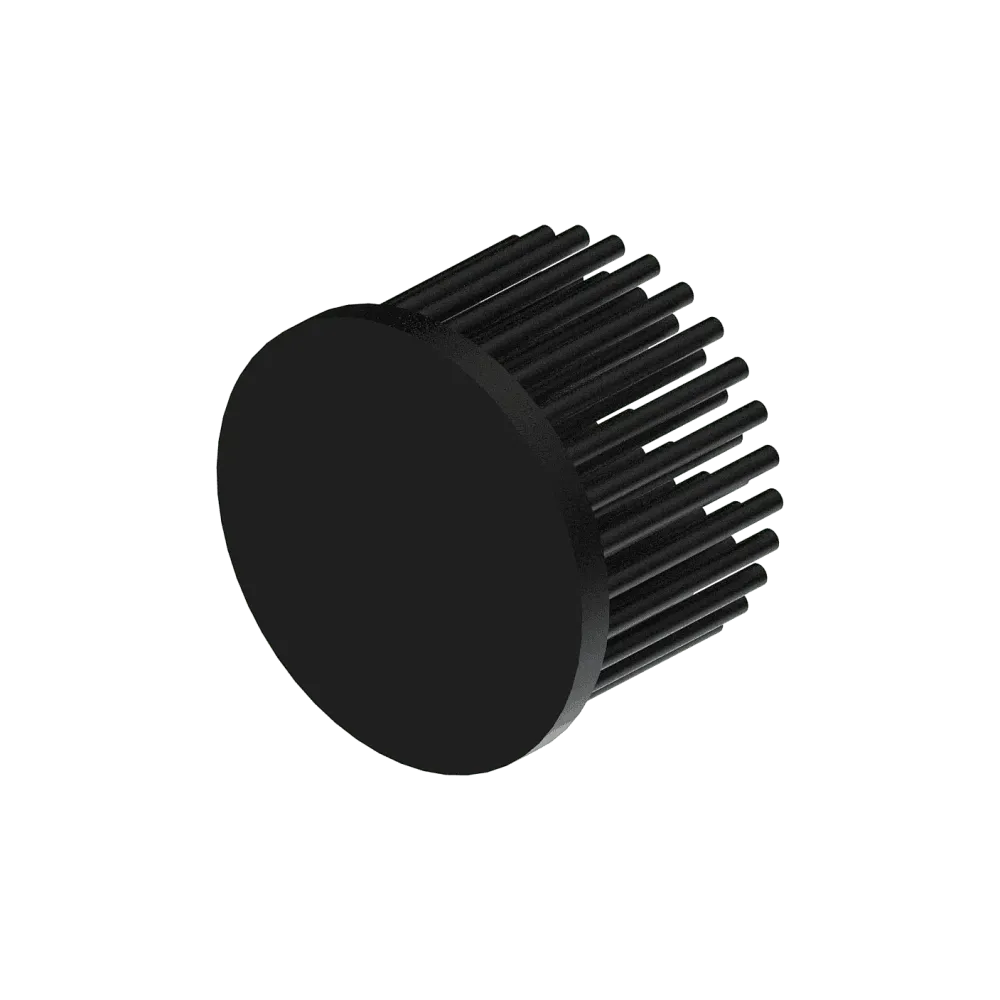 LED pin fin heat sink, ø60mm, H 50mm, Base 5mm, Black anodized