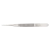 Precision tweezers with medium-fine tips and serrated finger profile