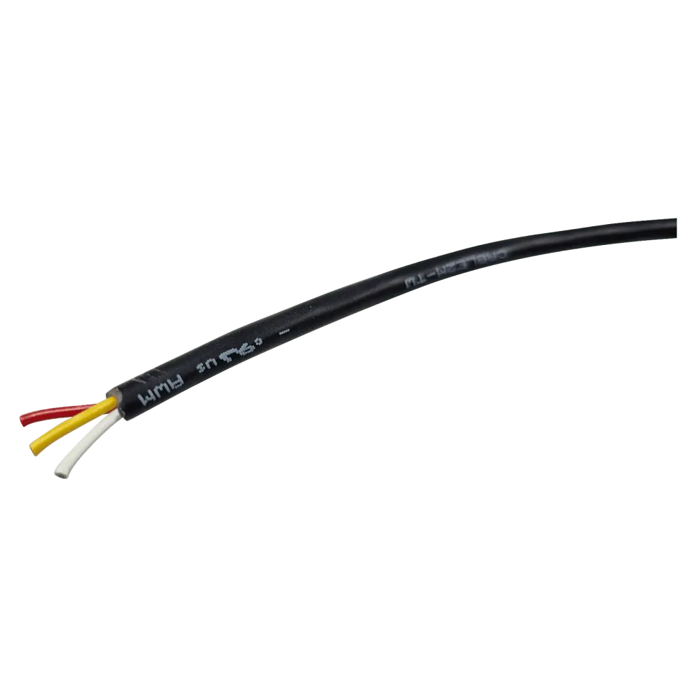Tunable White 3×0.35mm² cable with black sheath, halogen-free (roll = 200m)