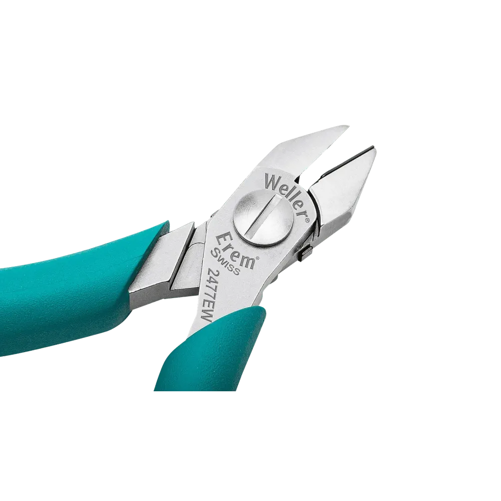Side cutter, beveled head, with collecting tray