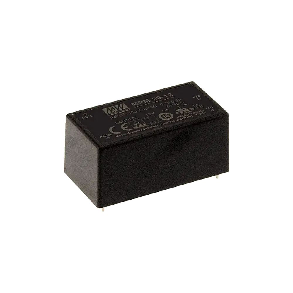 20W medical AC/DC power supply unit, PCB mounting, 15V/1.4A