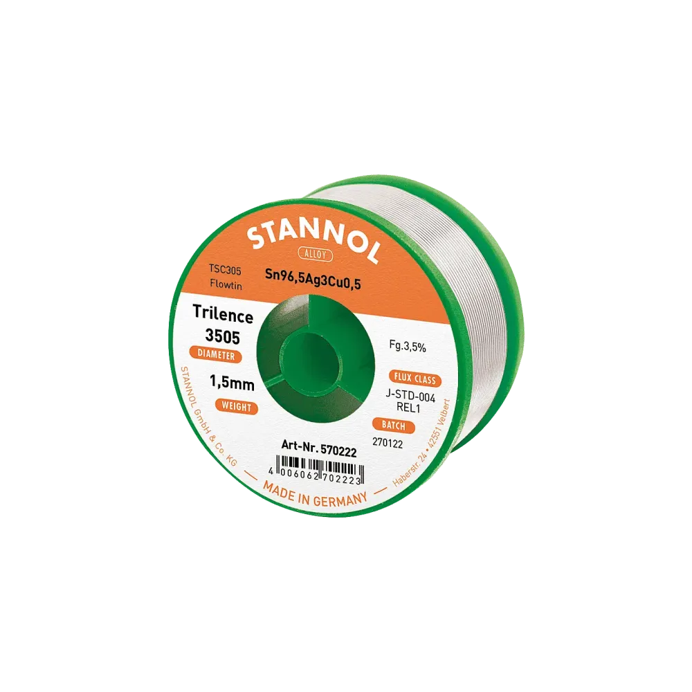 Solder wire Trilence 3505, Sn96,5Ag3Cu0,5 - FLOWTIN TSC305, RE L1, 1.5mm, 500g