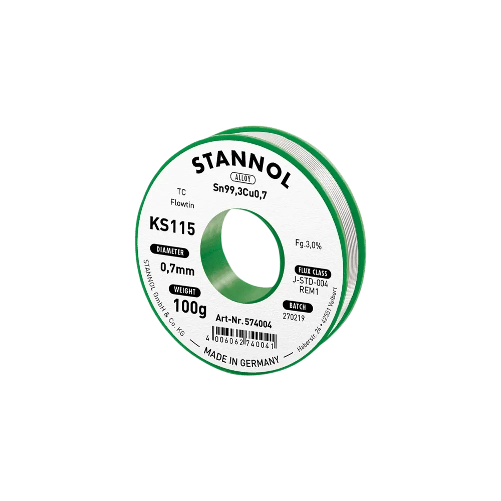 Solder wire KS115, Sn99,3Cu0,7 - FLOWTIN TC, RE M1, 0.7mm, 100g
