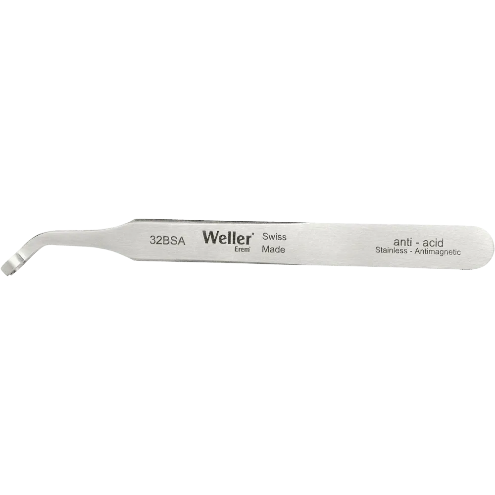 SMD tweezers angled 45° with round tips Ø 5 mm