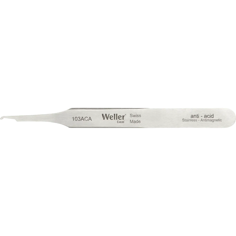 SMD tweezers angled 45° with wider tips for vertical application