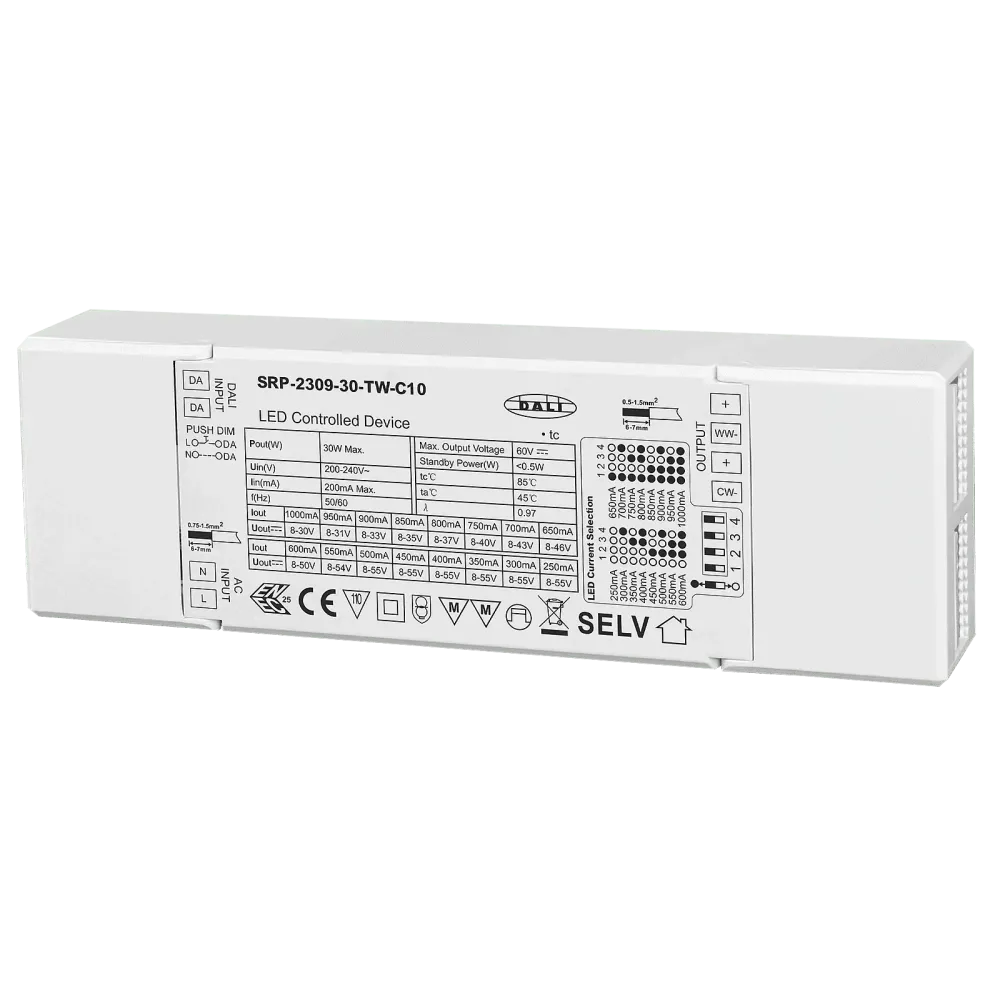 30W DALI DT8, Tunable white, constant current LED driver