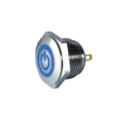 Illuminated Pushbutton switch with power imprint, blue