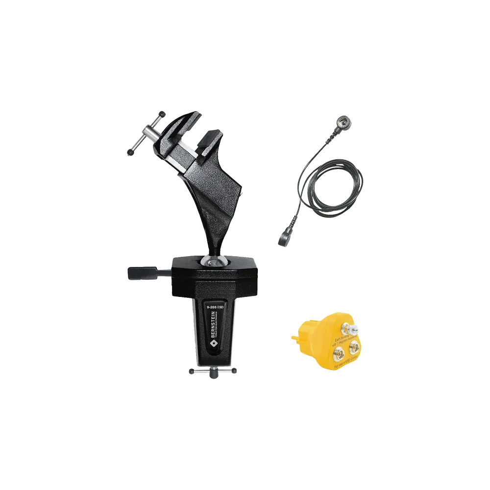 ESD ball joint vice (clamp-on) conductive + plug + earthing cable