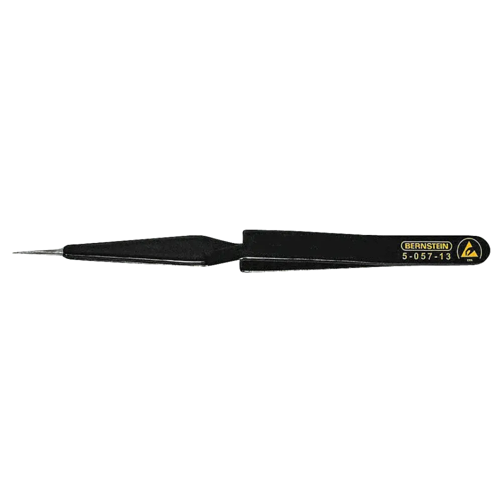 ESD SMD cross tweezers 120mm shape 53 stainless steel, self-holding, dissipative