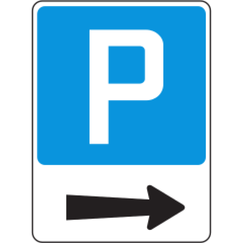 Parking allowed arrow to the right