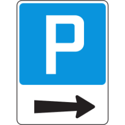 Parking allowed arrow to the right