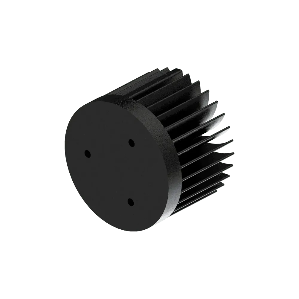 LED star heat sink, ø70mm, H 50mm, Base 10mm, Black anodized