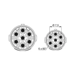 M16 crimping insert (m) 6+PE, for pins, without contacts, 630V
