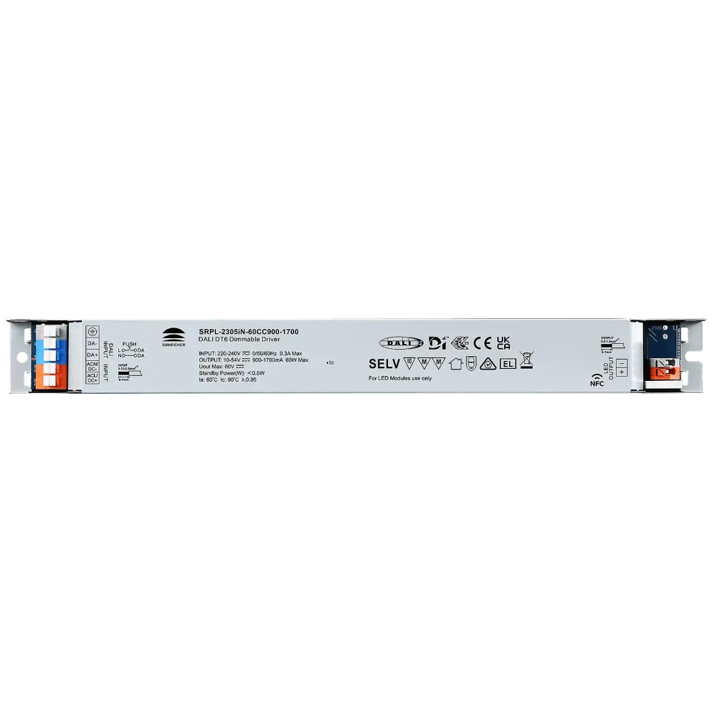 60W DALI2 DT6, D4i, linear constant current LED driver, NFC