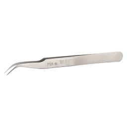 Precision tweezers curved, recessed, with fine tips