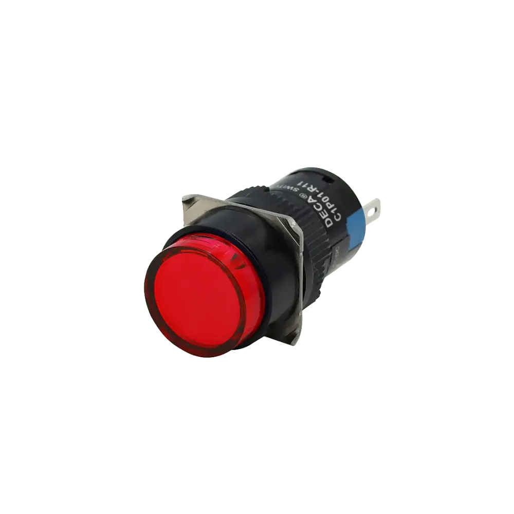Illuminated Pushbutton switch, red, with LED light, 24V, 1NC+1NO