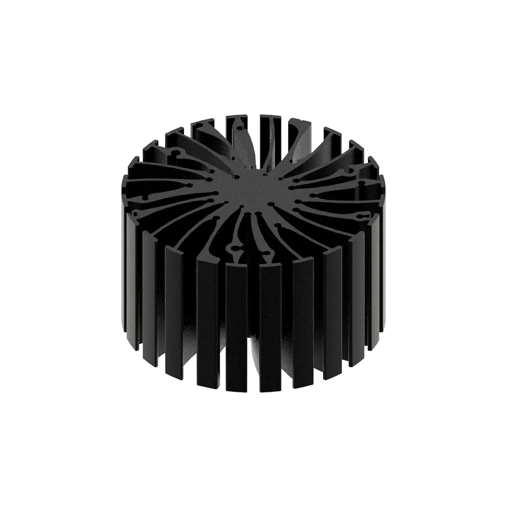 Modular LED star heat sink, ø86mm, H 50mm, Black anodized