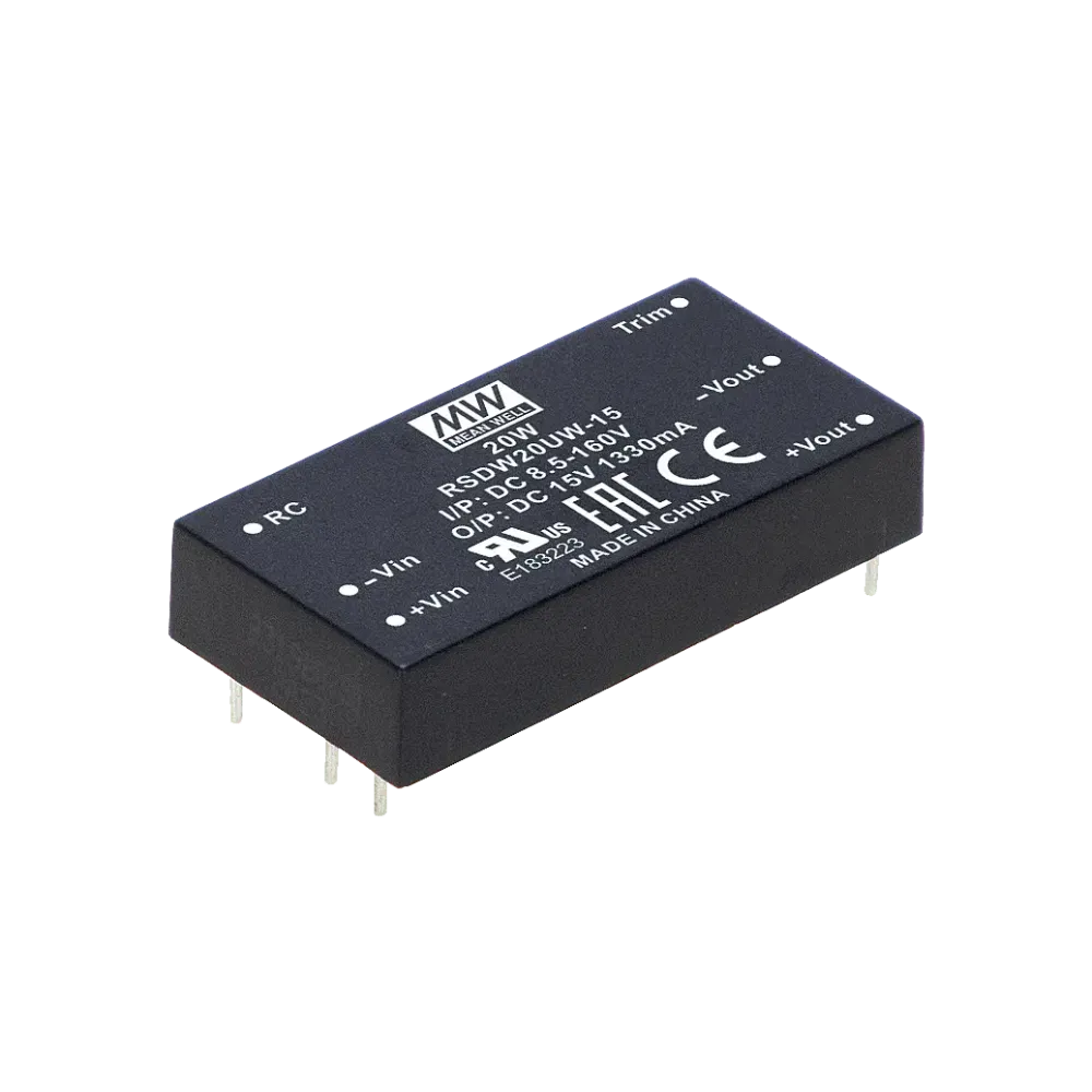 20W DC/DC converter, input 8.5...160V, output 5V/4A