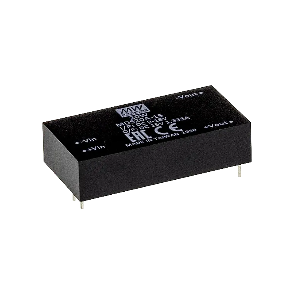 20W medical DC/DC converter, input 9...18V, output 15V/1.33A