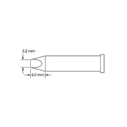Soldering tip, chisel 3.2 x 6mm, GT6
