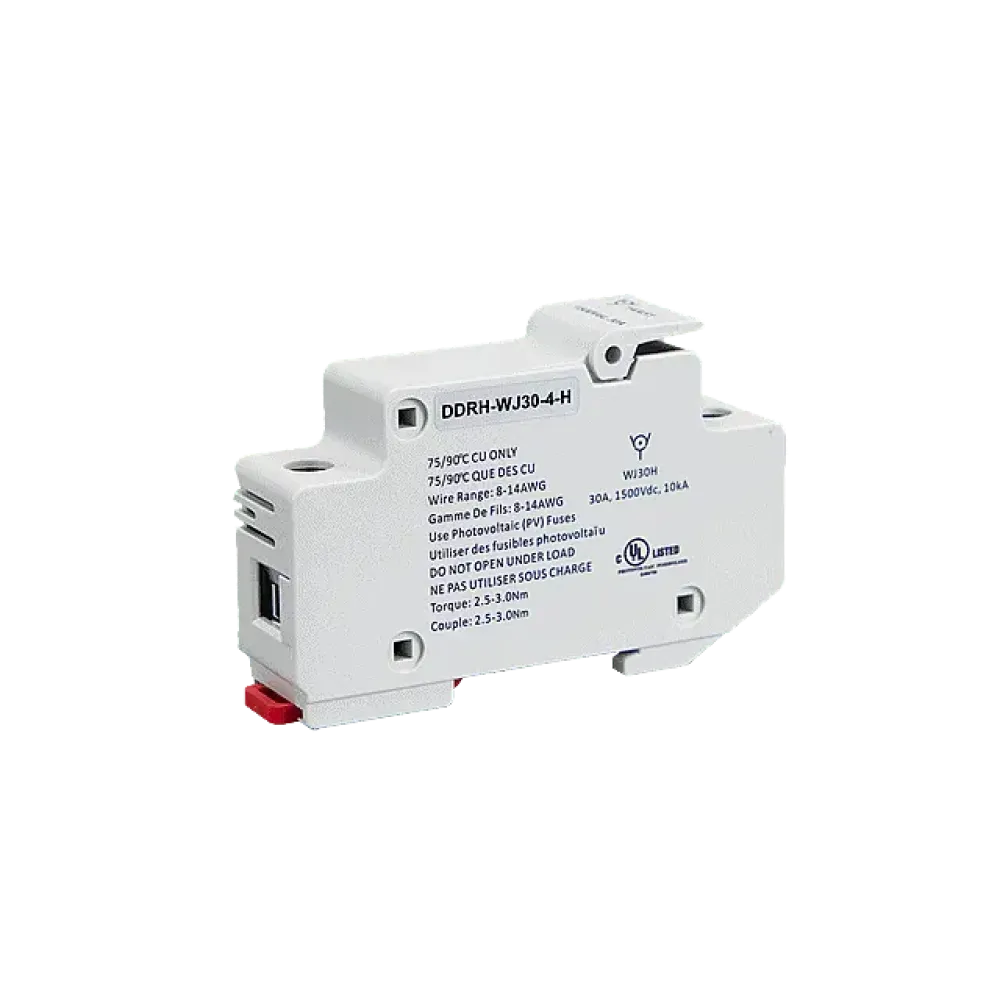 Fuse holder for top-hat rail and fuse 4A/1500Vdc
