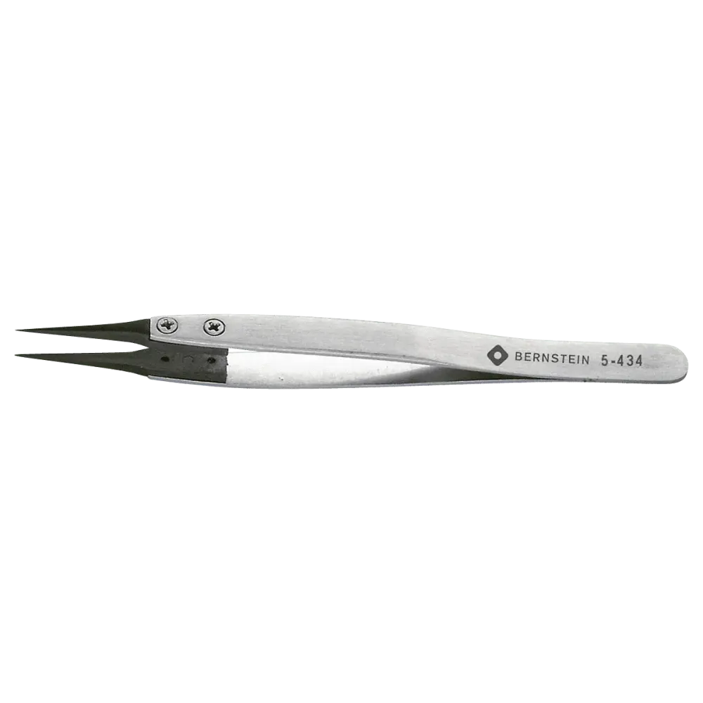 ESD tweezers with interchangeable tips 0.6 mm wide, conductive