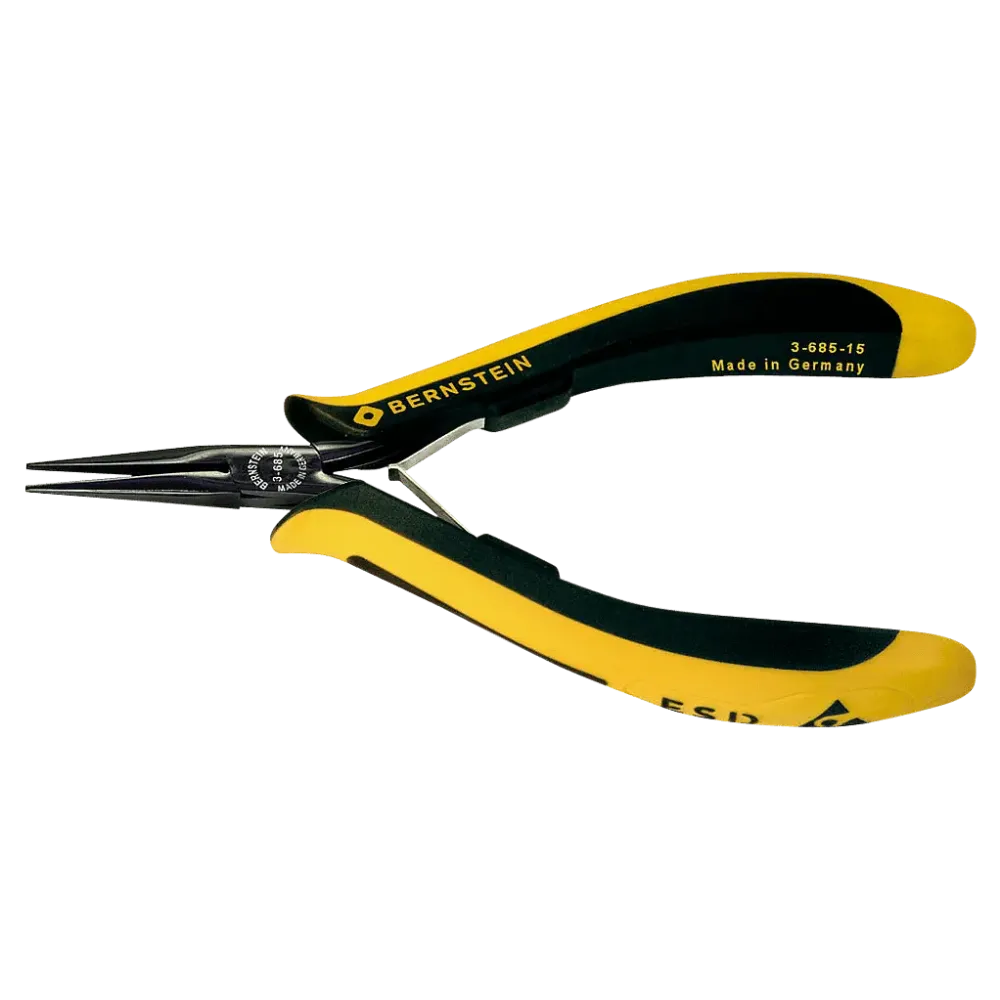 ESD needle nose pliers EUROline dissipative 140 mm smooth gripping surfaces