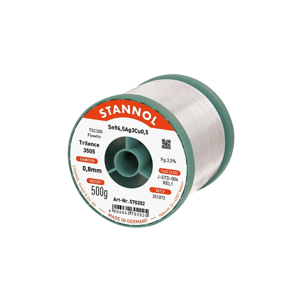 Solder wire Trilence 3505, Sn96,5Ag3Cu0,5 - FLOWTIN TSC305, RE L1, 0.8mm, 500g