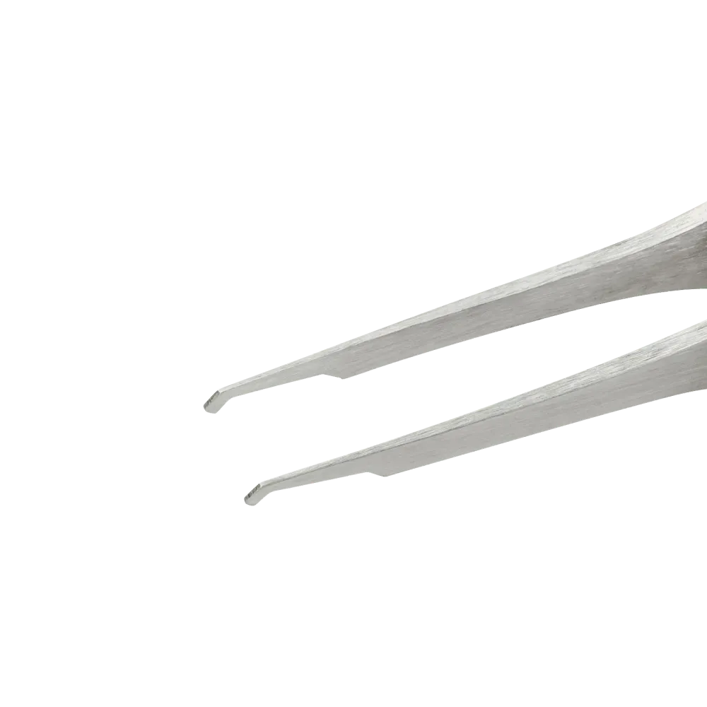 SMD tweezers angled 45° with wider tips for vertical application