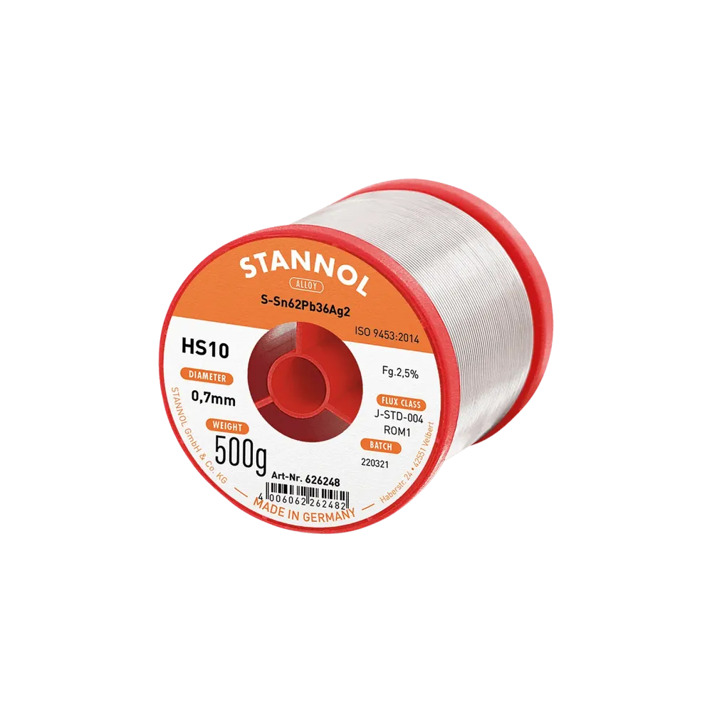 Solder wire HS10, Sn62Pb36Ag2, RO M1, 0.7mm, 500g