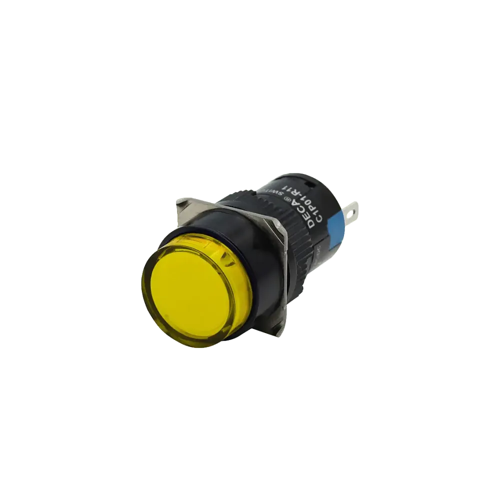 Illuminated Pushbutton switch, yellow, with LED light, 24V, 1NC+1NO