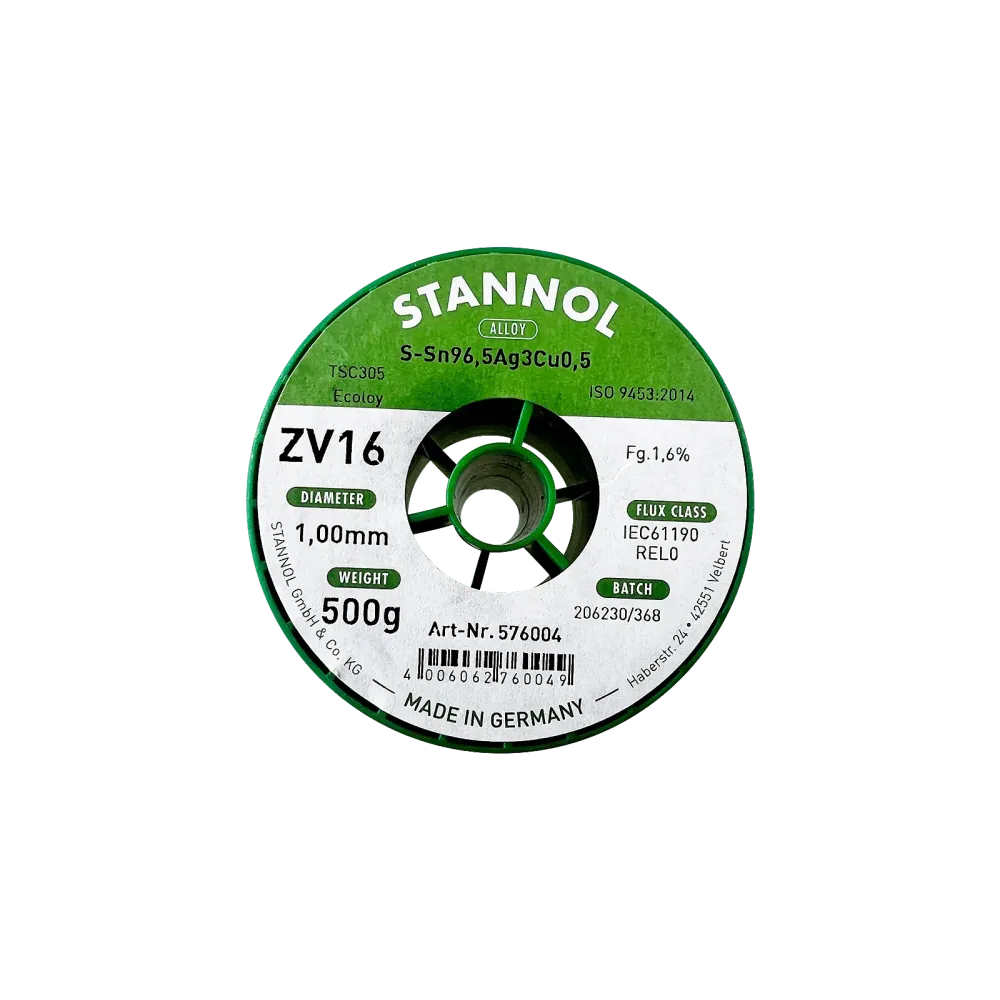Solder wire ZV16, Sn96,5Ag3Cu0,5 - TSC305, REL0, 1mm, 500g