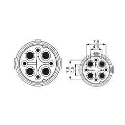M16 crimp insert (m) 8-pin (4+3+PE), 600V without contacts