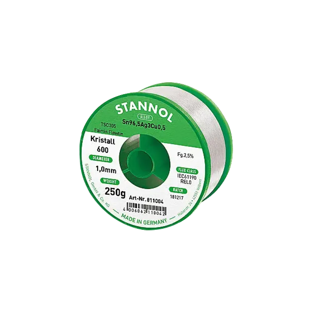 Solder wire crystal 600, Sn96,5Ag3Cu0,5 - FLOWTIN TSC305 - Fairtin, 1mm, 250g