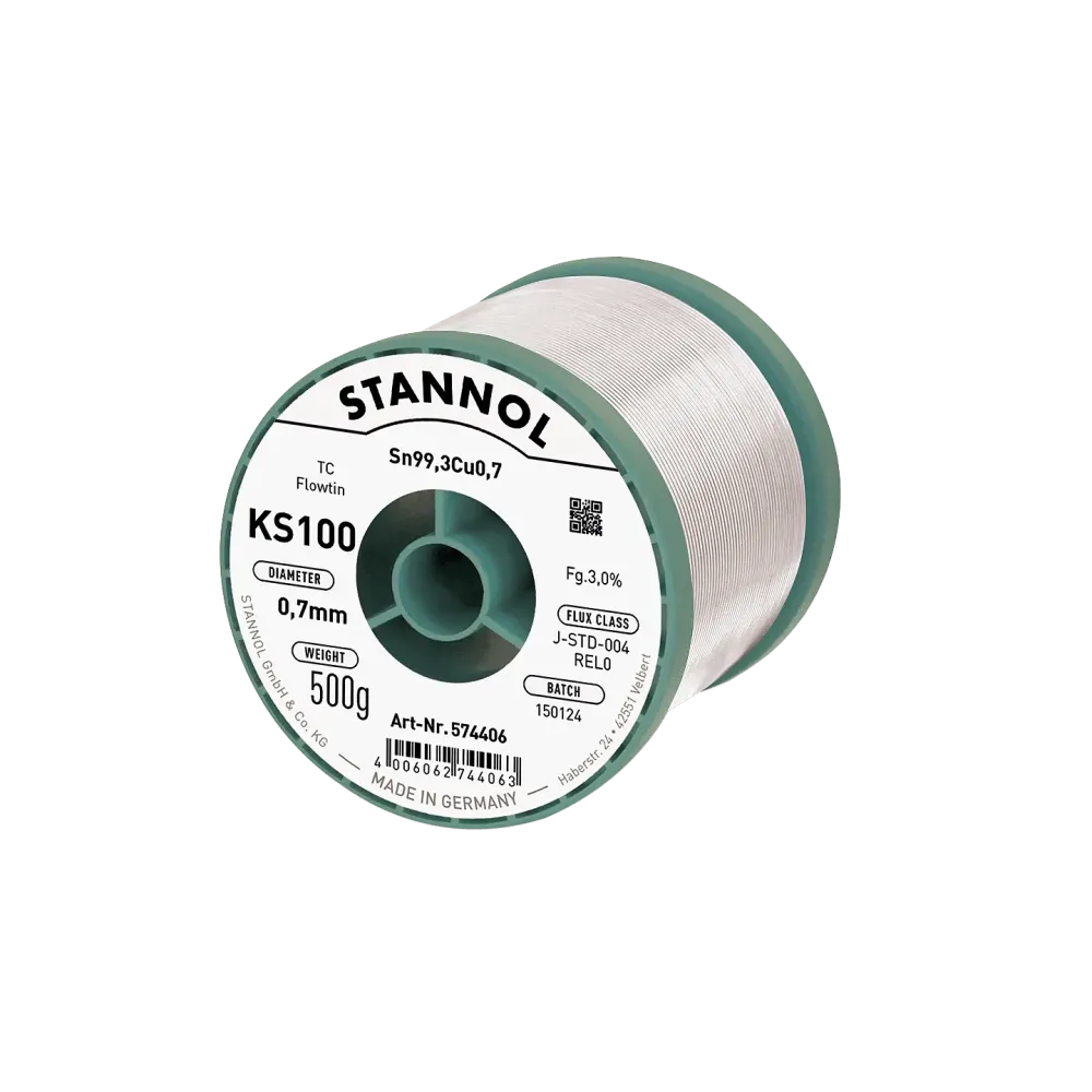Solder wire KS100, Sn99,3Cu0,7 - FLOWTIN TC, RE L0, 0.7mm, 500g