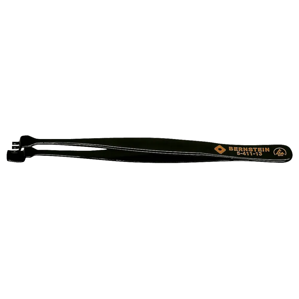 ESD wafer tweezers 130mm shape 3 DWF with teeth, dissipative