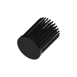 LED pin fin heat sink, ø40mm, H 50mm, Base 5mm, Black anodized