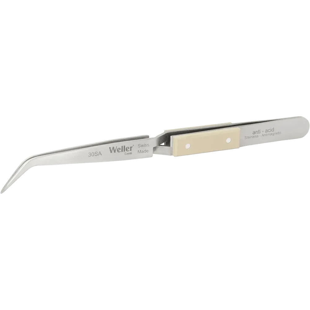Reversible tweezers angled 50° with robust fine tips