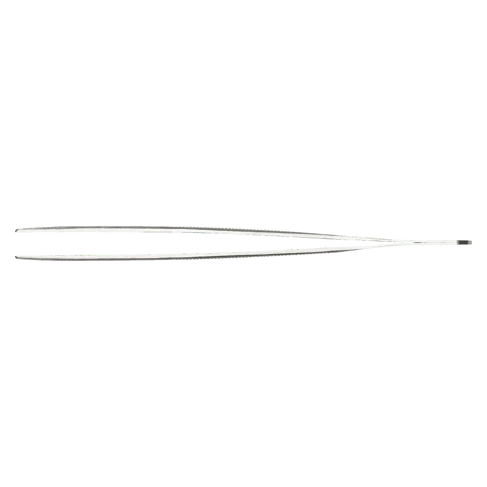 Precision tweezers with medium-fine tips and serrated finger profile