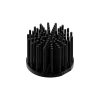 LED pin fin heat sink, ø111mm, H 80mm, Base 10mm, Zhaga holes, Black