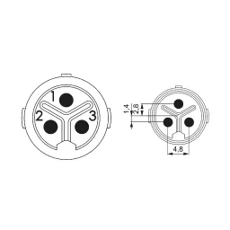 M16 crimp insert (w) 3-pin (3x 2mm), without contacts